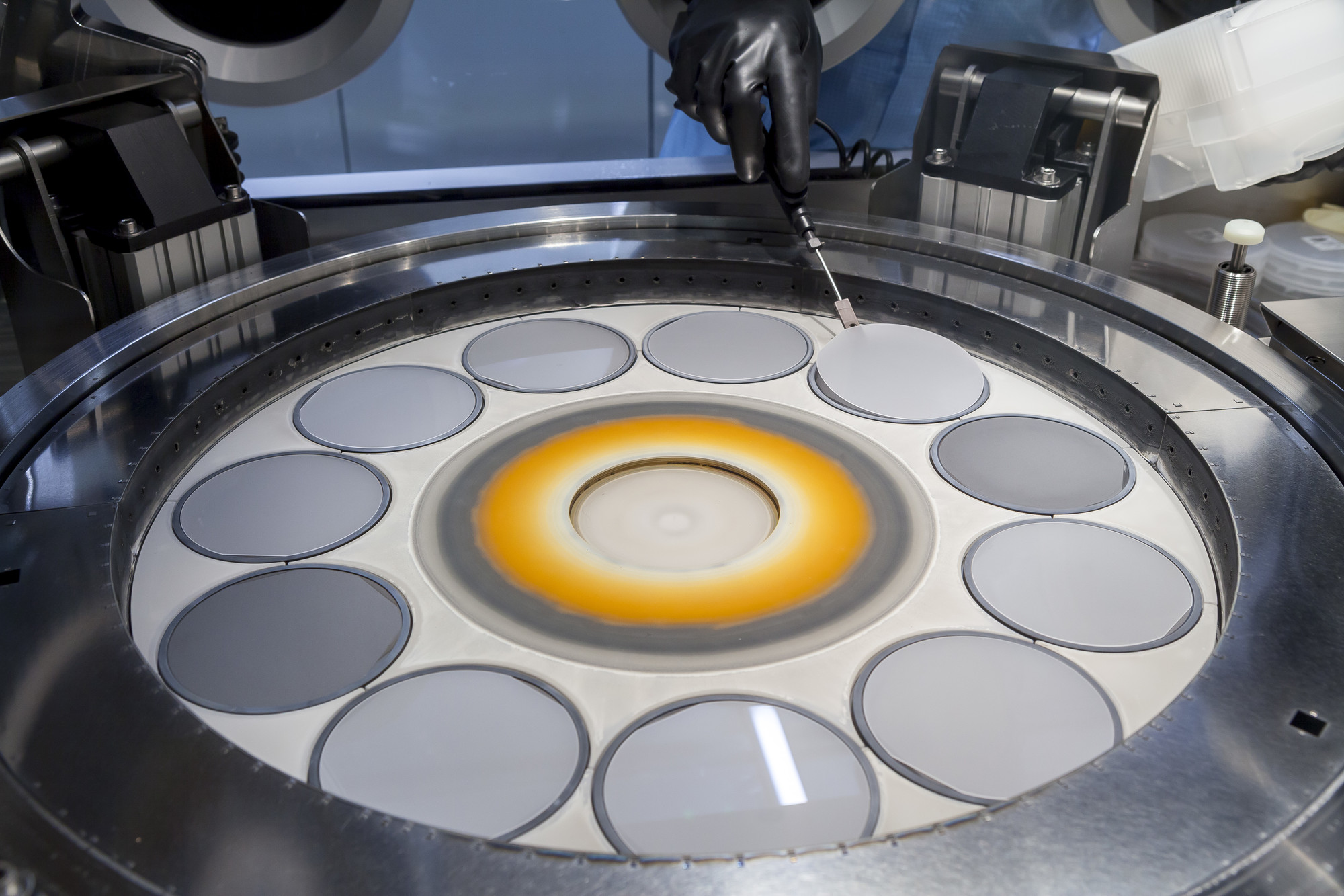 View into the interior of a MOCVD system